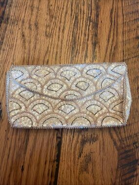 Vtg Beaded Clutch Purse Debbie Made by Hand Japan Bag Sequins  Wedding Bridal